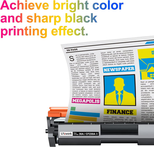 Uniwork Compatible Toner Cartridge for HP 30A CF230A, Black for Laserjet Pro MFP M203dw, 1 Pack