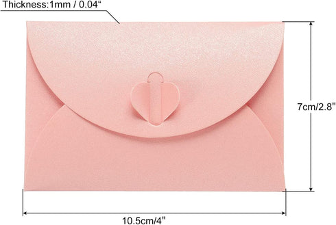 PATIKIL 50 Pack Mini Envelopes, Heart Clasp Tiny Items Storage, Cute Present Card Holder for Wedding Greeting Party,