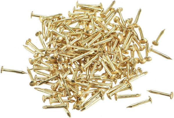 uxcell Small Tiny Nails 1.2x10mm (DxL) for Wooden DIY Decorative Pictures, Brass Tone, 300pcs