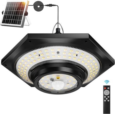 Solar Indoor Outdoor Shed Light with 4000LM, Upgrade 228 LED Solar Pendant