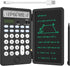 Portable Calculator with Notepad, 12 Digits Large Display, Rechargeable Solar Power for Office, School (Black)
