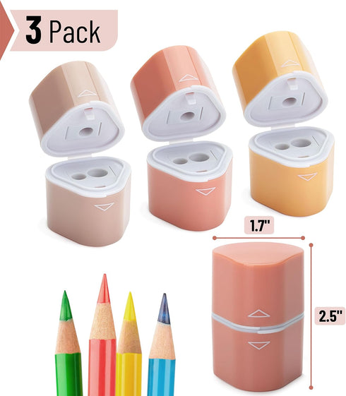 Mr. Pen- Pencil Sharpener for Colored Pencils, 3 Pack, 3 Hole, Pencil Sharpeners Manual, Handheld Pencil Sharpener, Pencil Sharpeners Handheld, Crayon Sharpener, Colored Pencil Sharpener by Mr. Pen