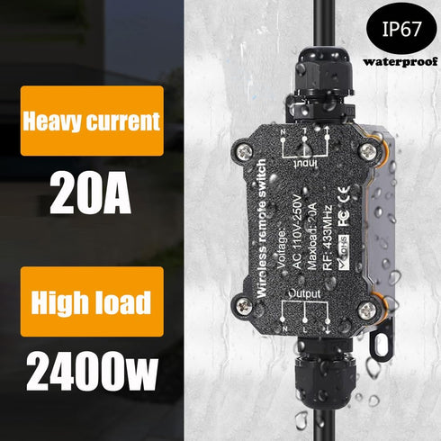 VONVOFF Switch,AC110/230/240/250v 4.9ft Plug,20A Switch,328ft Remote Control Waterproof Wireless Light Switch