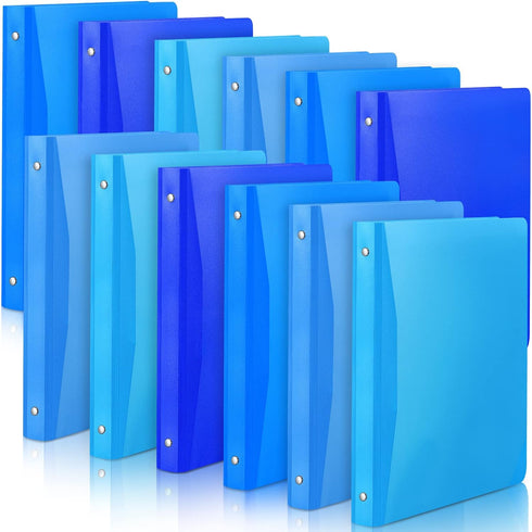 CHENGU 12 Pieces 1 Inch Plastic Binder with Pocket - Blue Color, Holds 200 Sheets