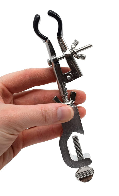 EISCO 5PK Burette Clamp with Bosshead/Test Tube Holder - PVC Coated, Opens up to 45mm