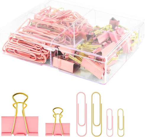 Cute Paper Clips Binder Clips Combo Set, 165 Pcs, Assorted Sizes for Office Supplies