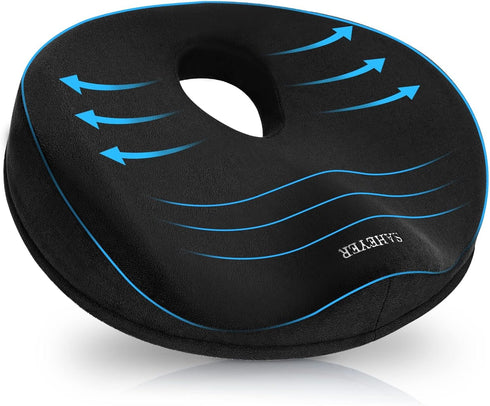 SAHEYER Donut Pillow for Tailbone Pain Relief and Hemorrhoids, Memory Foam Donut