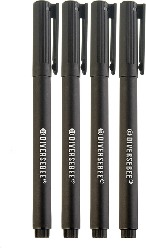 DIVERSEBEE Fine Tip Permanent Pens, 4 Pack Quick Dry Markers, Transparent Sticky Notes Writing Pens for Office Supplies