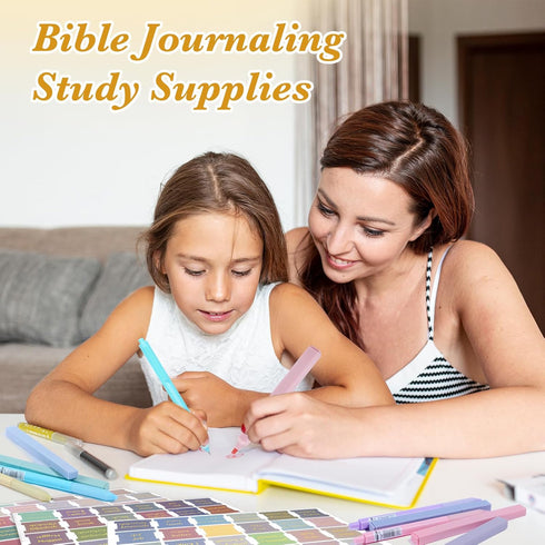 NEWEST Bible Journaling Kit, 12 No Bleed Highlighters, 5 Smooth Gel Pens, 96 Morandi Bible Tabs for Study Bible