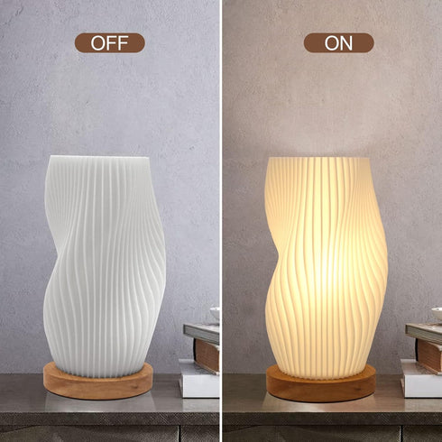 Zenply Dimmable Novelty Small Table Lamp, Vintage Style Striped Night Light for Bedroom, Living Room, Kids Room