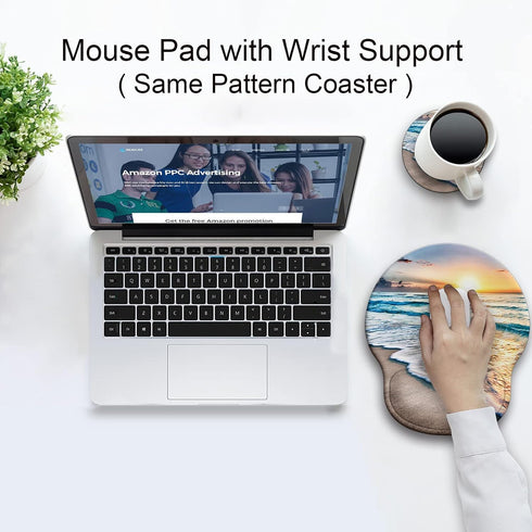 Ergonomic Mouse Pad with Wrist Support Rest, Larger Mousepad Gel Wrist Rest for Computer Desk Home Office