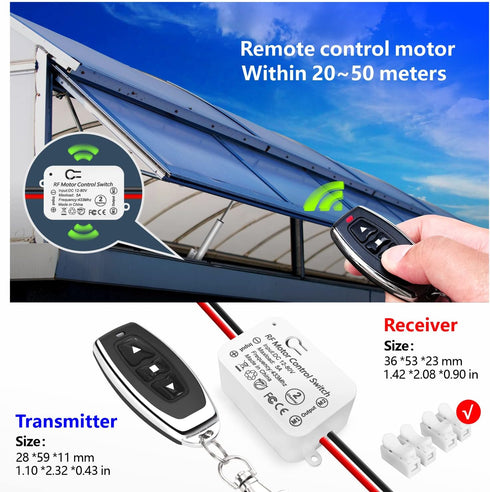 DieseRC Wireless DC Motor Remote Control Switch: DC 12V~80V 5A Relay Receiver with 2 Transmitters