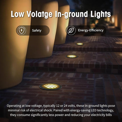 Gmalos 10W 2700K 12/24V IP67 2 Pack Low Voltage Landscape Lighting: Warm White LED Well Lights, Outdoor In-Ground