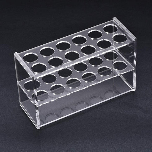 Acrylic Test Tube Holder Rack for 25ml Centrifuge Tubes, Clear with 12 Sockets