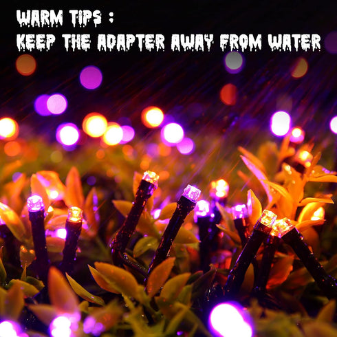 Orange and Purple Halloween Lights, 82ft 200 LED String Lights with 8 Modes, Waterproof Plug in for Halloween Party