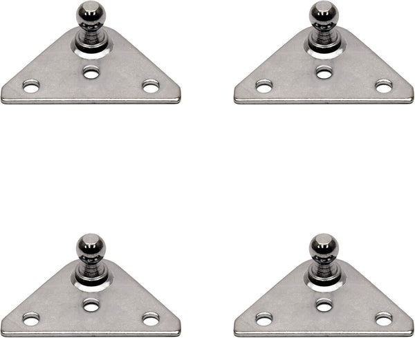 TCH Hardware - 4 Pack 10mm Steel Ball Stud Flat Mounting Bracket, Heavy Duty Zinc Plate Hardware