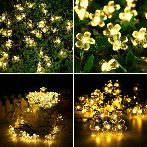 50 ITICdecor Solar Flower String Lights Outdoor Waterproof LED Fairy Light Christmas Decorations for Garden Fence Patio