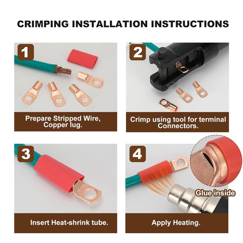 Thick Copper Electric Wire Lugs, 10Pcs Bare Copper Gauge 6Awg-5/16"(M8) Ring Heavy Duty Battery Cable Lugs with 10Pcs
