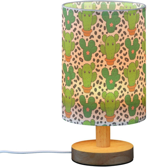 Amooorous Cartoon Green Cactus Leopard Print Bed Lamp Baby Night Light for Dresser Lamp for Study Desk Elegant lampara