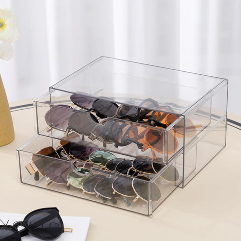 Clear Desk Organizers and Accessories, Plastic Drawer Organizer for Home Office Supplies, 4 Drawers