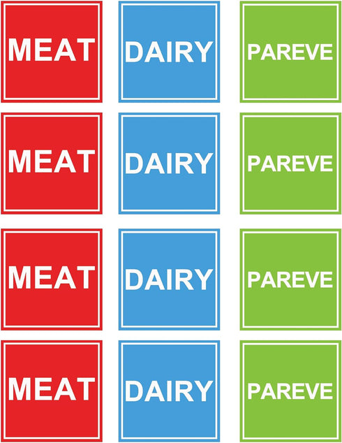 Remerabel 120 Pcs Color Coded Kosher Food Sticker 1.5 x 1.5 inch Dishwasher