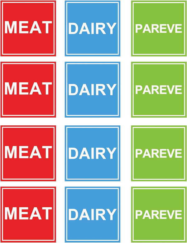 Remerabel 120 Pcs Color Coded Kosher Food Sticker 1.5 x 1.5 inch Dishwasher