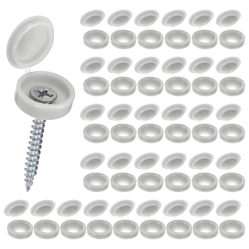 M METERXITY 100-Pack Plastic Hinged Screw Cover Caps, 4mm Shutter Screws with Caps, Fold