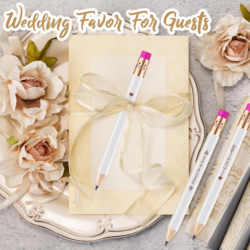 Crtiin 50 Pcs Wedding Pencils for Bridal Shower Games, Mini Golf Pencils with Eraser, 4 Inch