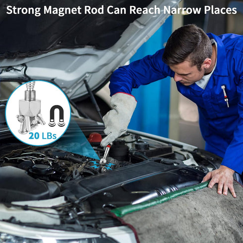 Rechabite 4 Pieces Telescoping Magnetic Pickup Tool, 20LBs Extendable 7" to 30.5" with Pen Clip Design for Men