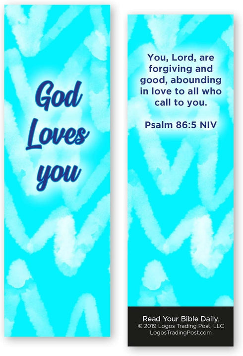 God Loves You, Psalm 86:5, Bulk Pack of 25 Christian Bookmarks for Kids, Sunday School Prizes