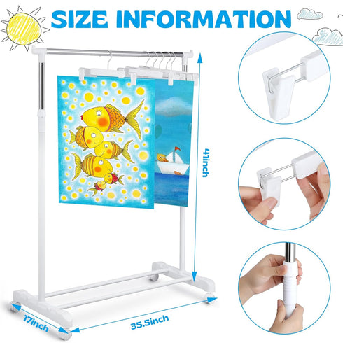 Soaoo Adjustable Anchor Chart Storage Rack, Vertical Poster Holder with 12 Hangers for Classroom Supplies