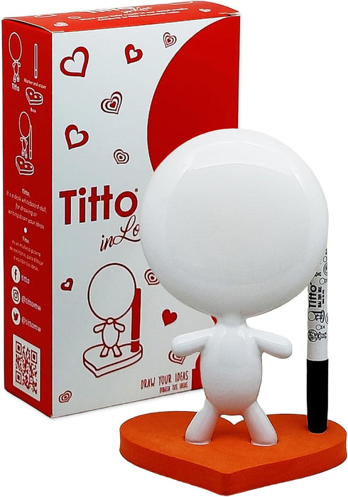TITTO in Love Draw Your Ideas, Small Desktop Whiteboard Dry Erase, Ceramic Doll, Orange Office