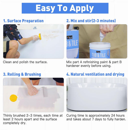 25-30sq.ft DWIL Tile Paint, Tub and Tile Refinishing Kit with Tools, Bathtub Paint Water Based &Low Odor, Easy to Use