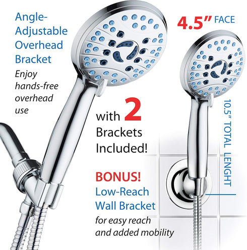 8-mode Nozzles, 6 AquaCare High Pressure Handheld Shower Head - Anti-clog Built-in Power Wash to Clean Tub, Tile
