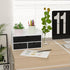 Wisuce Desk Organizer with Drawers - White-Black Bamboo Desktop Organizer Storage for Bills, Office Supplies,