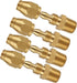 Brass Pneumatic Fitting for 1/4-Inch ID Hose, 1/4-Inch NPT Rigid, Solid Brass Splicer, 4PCS