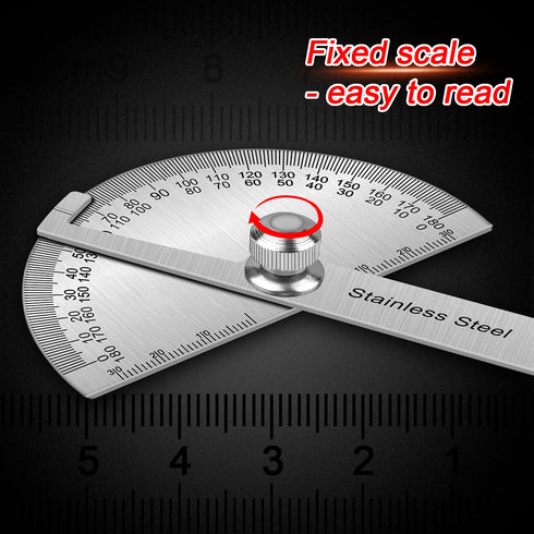 Atoplee Stainless Steel Protractor 0-180 - Adjustable Angle Finder Ruler for Woodworking