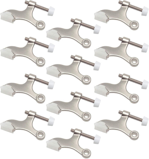 Nuk3y Hinge Pin Heavy Duty Adjustable Door Stop, 12 Pack, Satin Nickel
