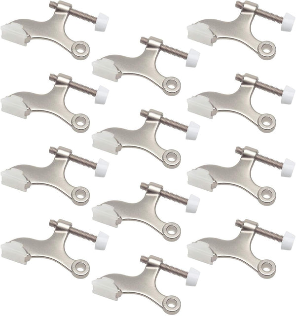 Nuk3y Hinge Pin Heavy Duty Adjustable Door Stop, 12 Pack, Satin Nickel