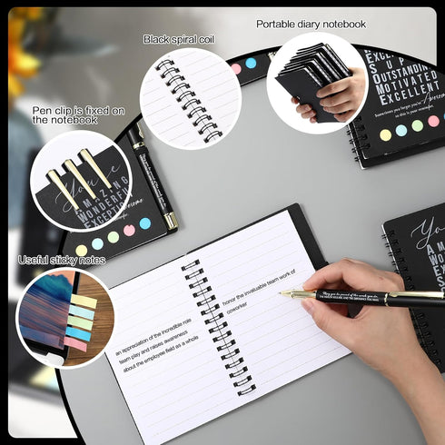 Jetec 25 Sets Team Employee Appreciation Gifts, Inspirational Spiral Notebooks with Ballpoint Pens for Boss Coworker