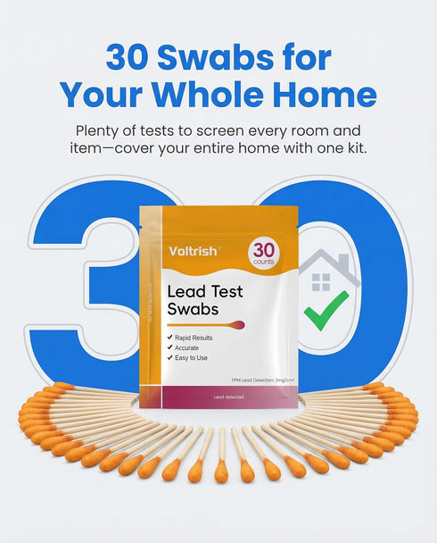 voltrish 30 PCS Lead Test Kit for Dishes, Premium Water Activated at-Home Lead Testing Swabs, Fast & Accurate Detection