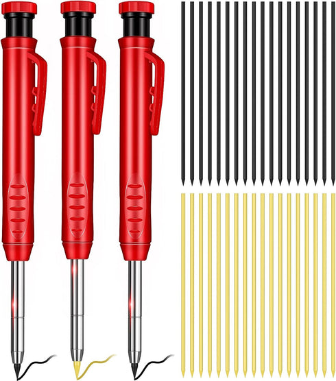 Outus Solid Carpenter Pencil with Sharpener, Mechanical Pencils for Wood Flooring Marker, Carpenters Drawing