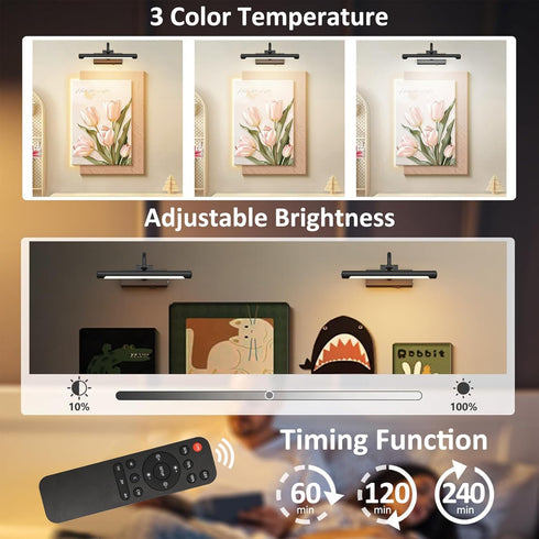 11.8" Rechargeable,10000mAh Paintings,3CCT Dimmable, Aipsun Picture Lights for Wall Battery Operated Art Light