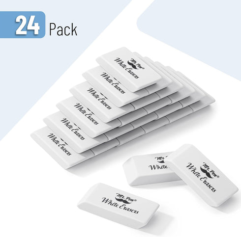Mr. Pen Erasers - 24 Pack White Pencil Erasers for School, Large Block Erasers