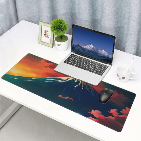 Sunset Pink Clouds Mountain Gaming Mouse Pad XL, Large Non-Slip Rubber Mousepad, Long Extended Mouse Pad, 31.5'' X