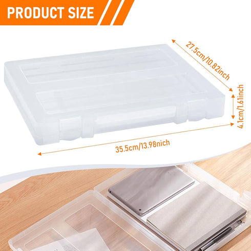 Marte Vanci Plastic Storage Box with Lid Portable A4 File Box with Handle Clear Project Case Bin A4 Letter Paper Document Organizer Storage Container for Photo Scrapbook Craft Art Supplies by Marte Vanci