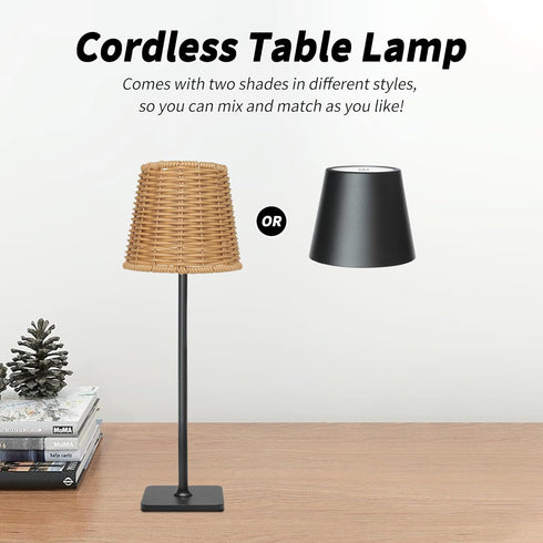 Mr. White Outdoor Waterproof Cordless Wireless Rechargeable Portable Top Touch Battery Operated Powered LED Table Lamp