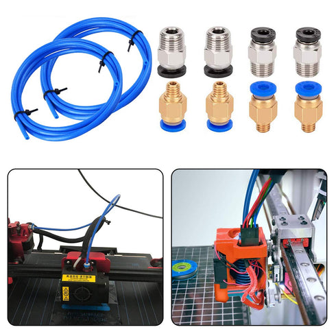 Aokin 2 PTFE Bowden Tubing (1.5m/Each Blue) - for 1.75mm Filament with 4 Pcs PC4-M6 & PC4-M10 Fittings for 3D Printers