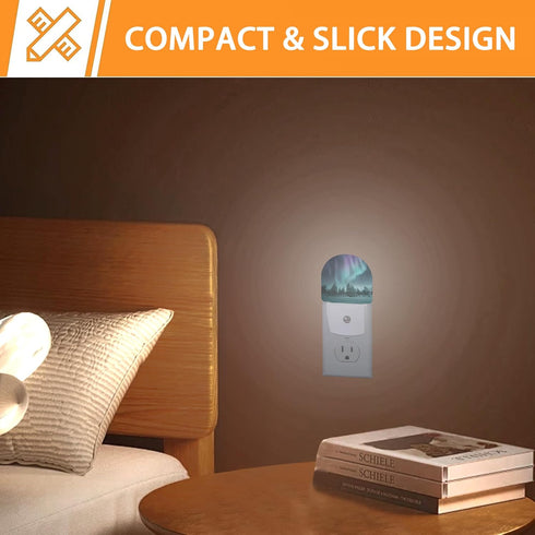 Gearsly Aurora Forest Night Light - LED Wall Sconce for Bedroom, Bathroom, Hallway, Plug in Decorative Lighting, Gift
