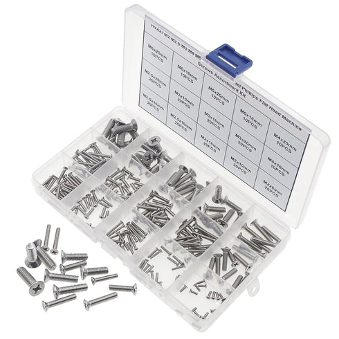 M2 M2.5 M3 M4 M5 M6 Stainless Steel Phillips Flat Head Machine Screws Assortment Kit